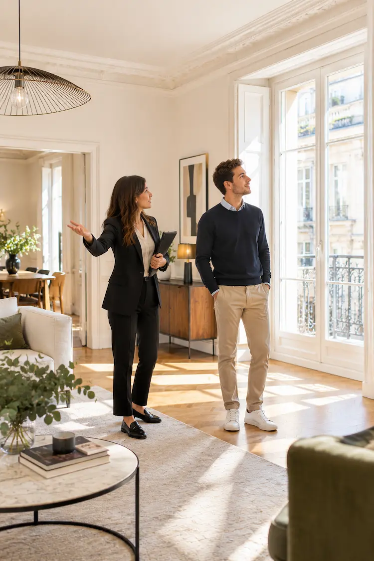 Homme qui visite un appartement